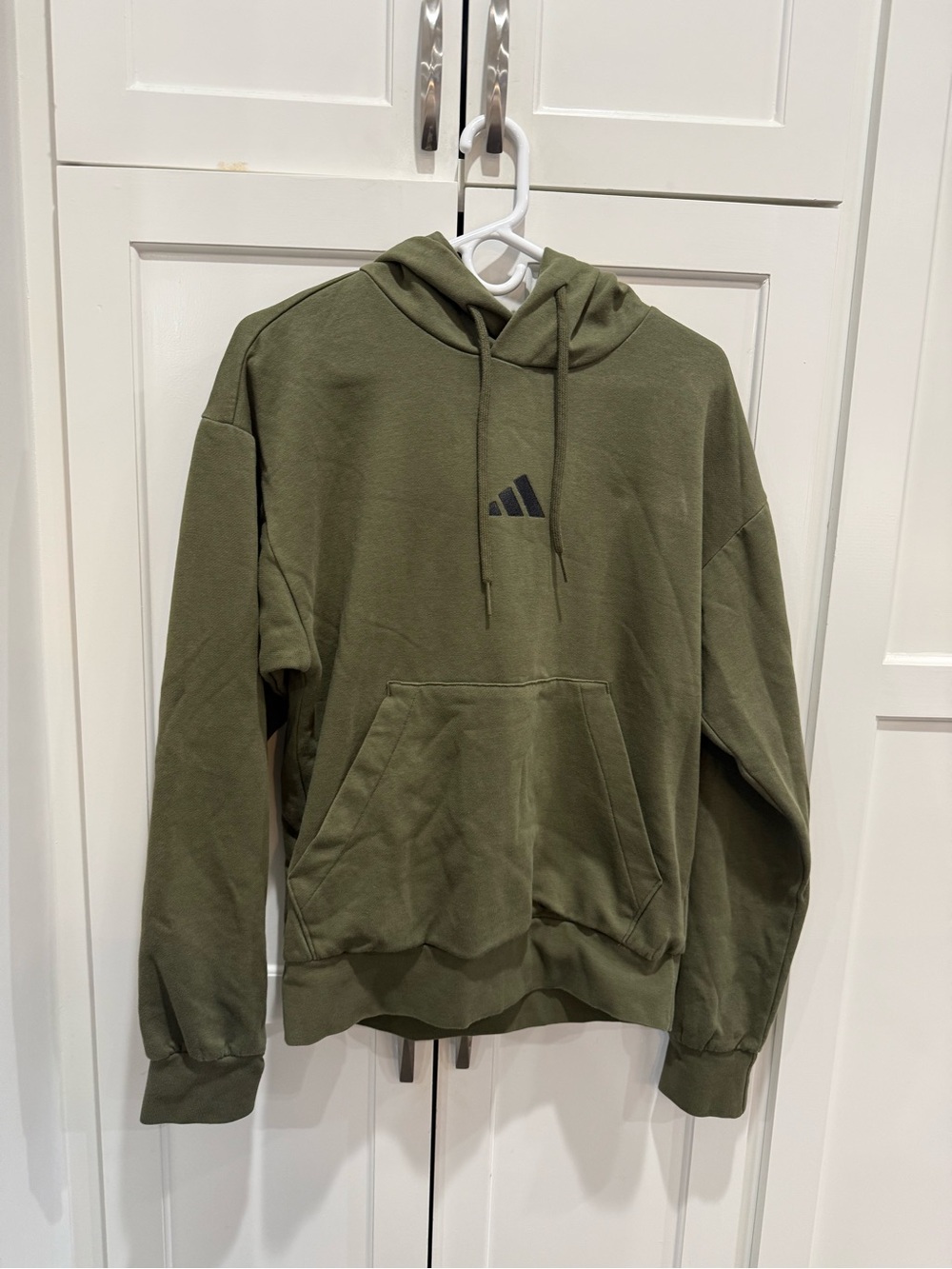 adidas Olive Green Men's Hoodie with Minimal Logo